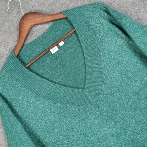 GAP Womens Green Marled Knit V-Neck Sweater Size S Long Sleeve Ribbed Trim